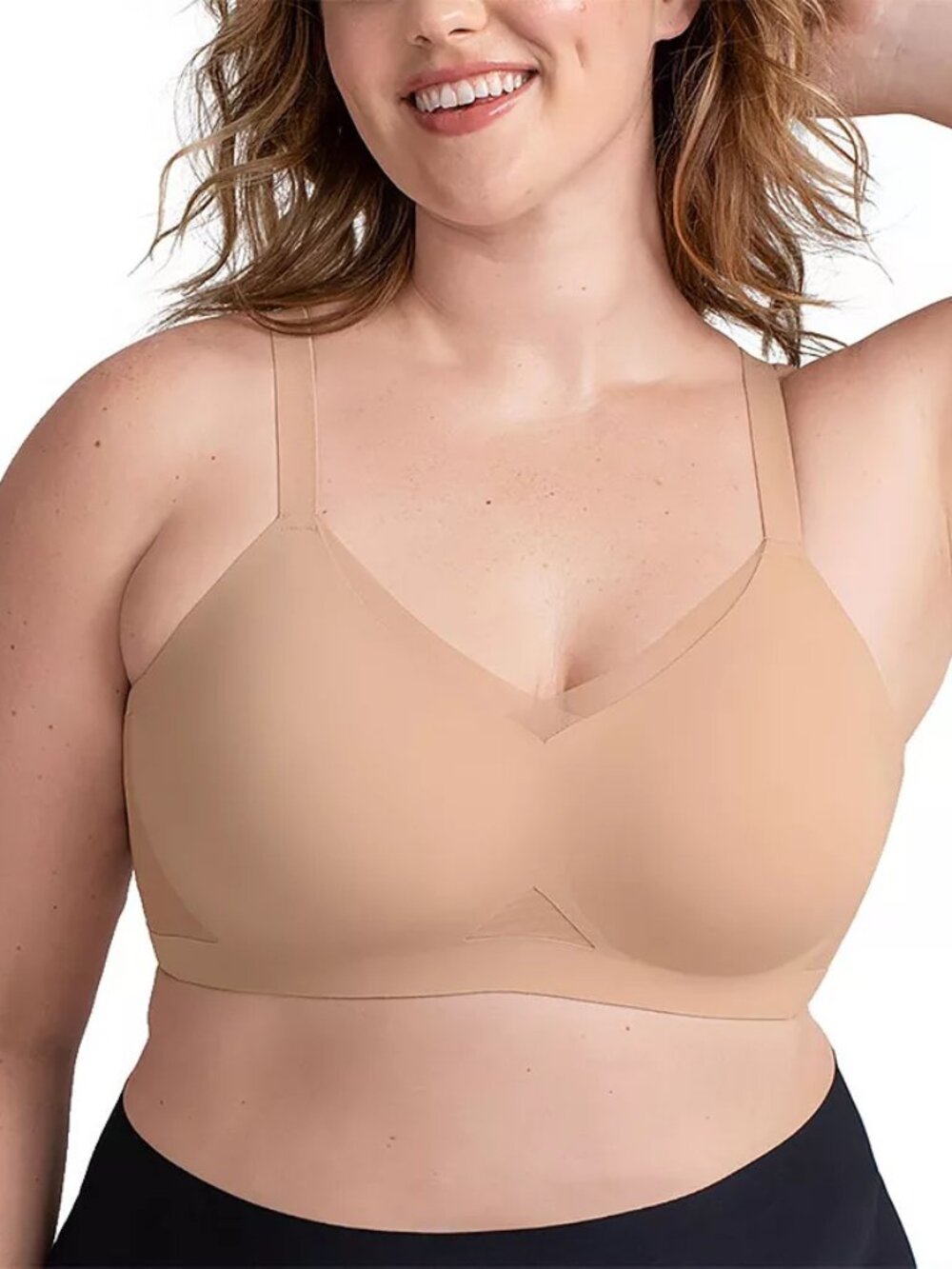 EUC Honeylove LiftWear CrossOver Wireless Bra in Sand Size 44 C/D